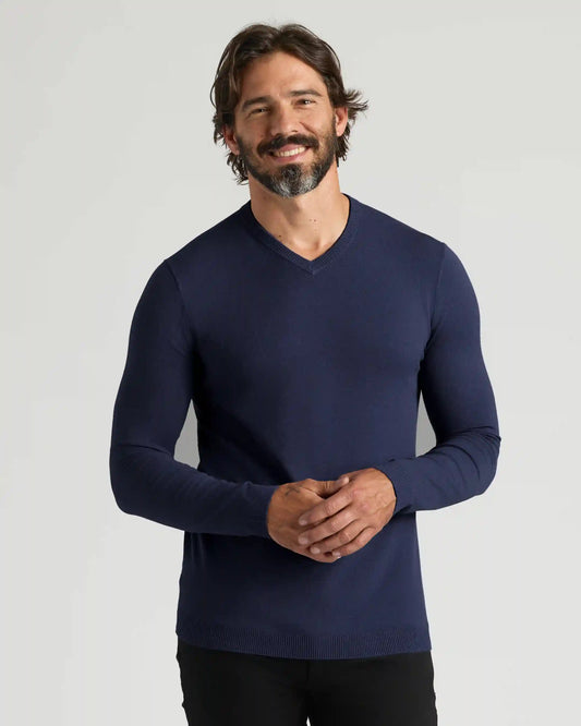 Navy Dressy V-Neck Sweater