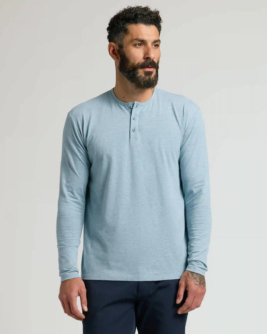 Heather Sapphire Classic Long Sleeve Henley